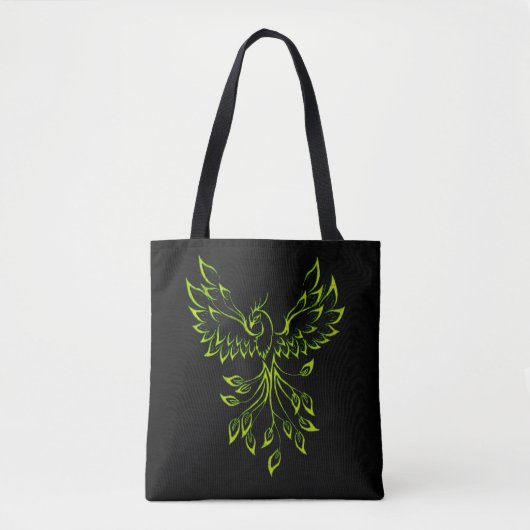 Green Phoenix stijgt op zwart Tote Bag (Voorkant)
