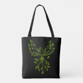 Green Phoenix stijgt op zwart Tote Bag (Achterkant)
