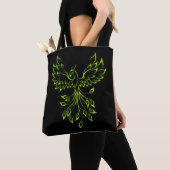 Green Phoenix stijgt op zwart Tote Bag (Dichtbij)
