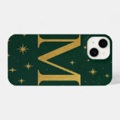 Green Phone Case with Big Yellow M and Star Detail iPhone Hoesje (Achterkant horizontaal)