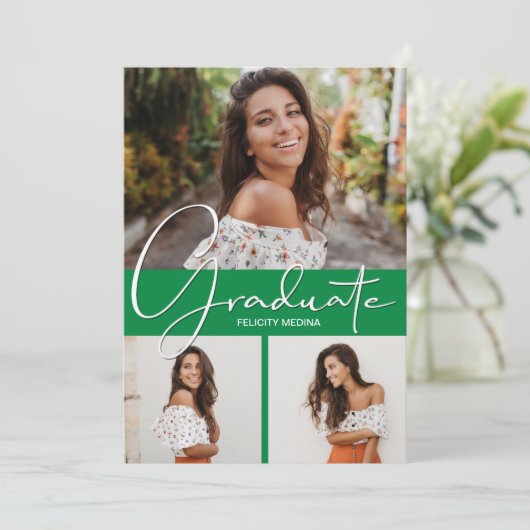 Green Photo Afstuderen Aankondiging (Staand voorkant)