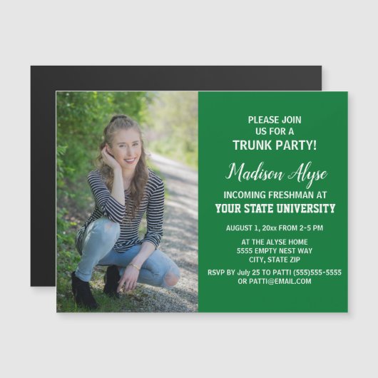 Green Photo Afstuderen College Trunk Party (Voorkant / Achterkant)