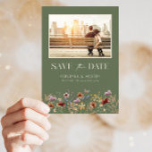 Green Photo Boho Save the Date