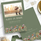 Green Photo Boho Save the Date