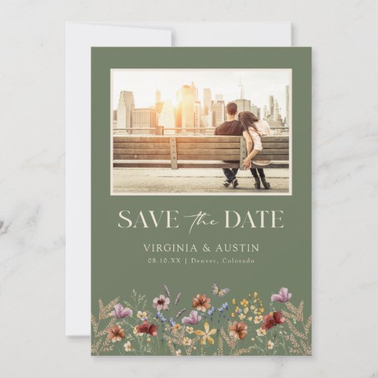 Green Photo Boho Save the Date (Voorkant)