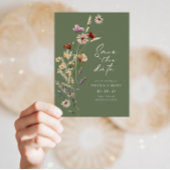 Green Photo Boho Save the Date Flat Kaart