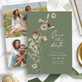 Green Photo Boho Save the Date Flat Kaart