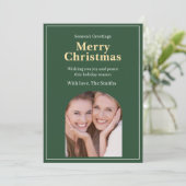 Green photo Christmas card Feestdagenkaart (Staand voorkant)