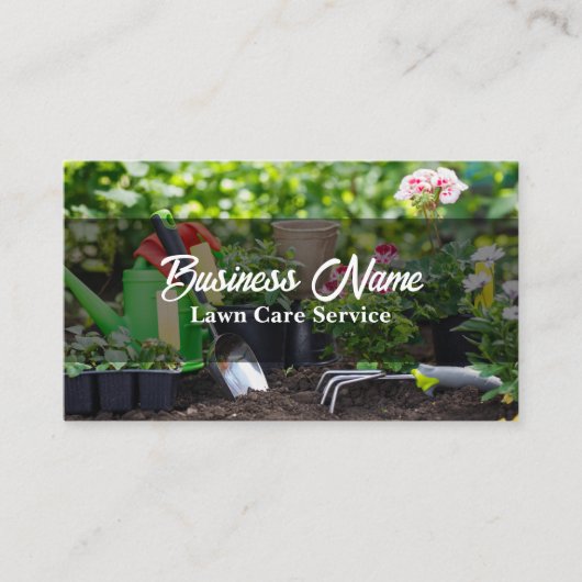 Green Photo Lawn Care Landscaping Service Visitekaartje (Voorkant)
