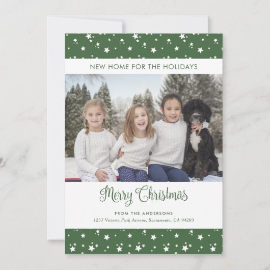Green Photo New Home voor Feestdagen kaarten (Voorkant)