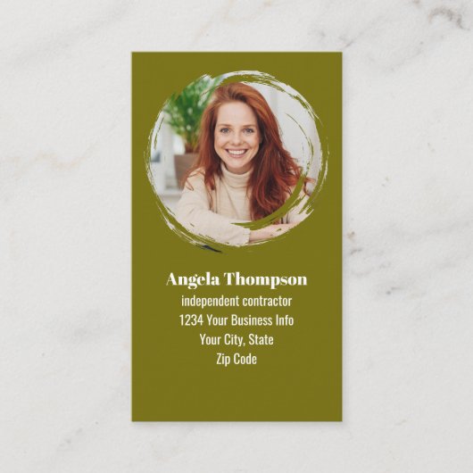 Green Photo QR Code Connect with Me Business Visitekaartje (Voorkant)