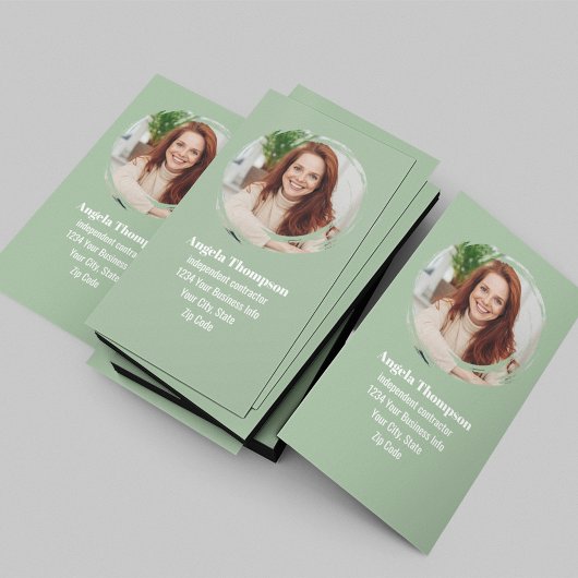 Green Photo QR Code Connect with Me Business Visitekaartje