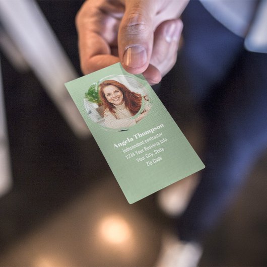 Green Photo QR Code Connect with Me Business Visitekaartje