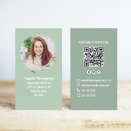 Green Photo QR Code Connect with Me Business Visitekaartje