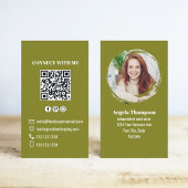 Green Photo QR Code Connect with Me Business Visitekaartje