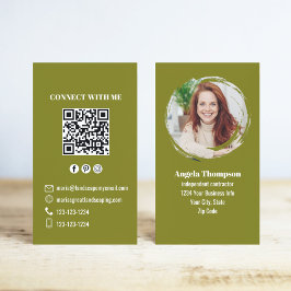 Green Photo QR Code Connect with Me Business Visitekaartje