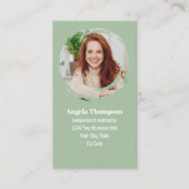 Green Photo QR Code Connect with Me Business Visitekaartje (Voorkant)