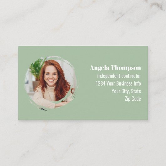 Green Photo QR Code Social Media Visitekaartje (Voorkant)