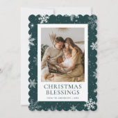 Green Photo Snowflake Snow Christian Feestdagenkaart (Voorkant)