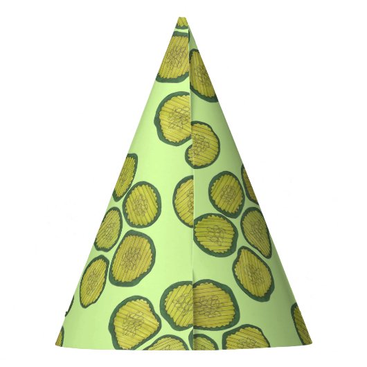 Green Pickle Chips Sweet Pickles Foodie Print Feesthoedjes (Achterkant)