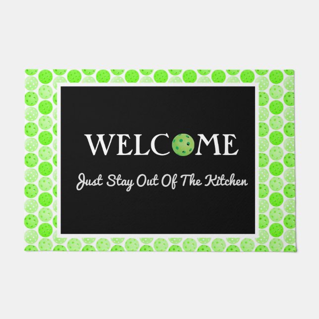 Green Pickleball Balls, blijf uit de keuken Deurmat (Voorkant)