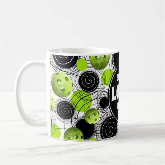 Green Pickleball Monogram Koffiemok (Links)