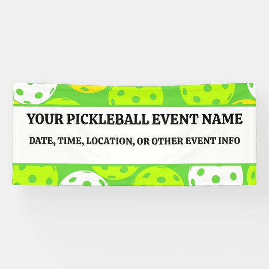 Green Pickleball Verjaardagsfeest Modern Outdoor Spandoek (Horizontaal)
