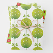 Green Pickleball 🎅🎁Vrolijk kerstfeest Inpakpapier Vel (In situ)