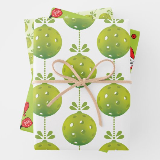 Green Pickleball 🎅🎁Vrolijk kerstfeest Inpakpapier Vel (In situ)