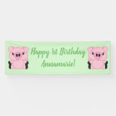 Green Pig Birthday Party Spandoek (Horizontaal)