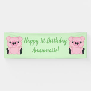 Green Pig Birthday Party Spandoek