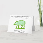 Green Pig Wenskaart: primitief volkskunstontwerp Kaart (Achterkant)