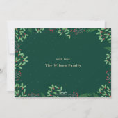 Green Pine Berries Merry Alles Multiple Photo Feestdagenkaart (Achterkant)