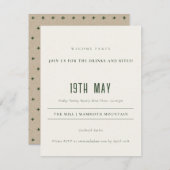 Green Pine Bossen Mountain Sketch Wedding Detail Informatiekaartje (Voorkant / Achterkant)