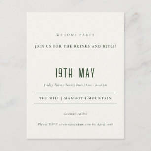 Green Pine Bossen Mountain Sketch Wedding Detail Informatiekaartje