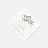 Green Pine Bossen Mountain Sketch Wedding Fun Fact Servet (Hoek)