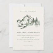 Green Pine Bossen Mountain Sketch Wedding Invite Bedankkaart (Voorkant)