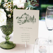 Green Pine Bossen Mountain Sketch Wedding Kaart