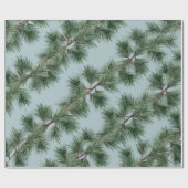 Green Pine Branch Garlands Winter Dusty Blue Cadeaupapier (Vlak)