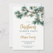 Green Pine Branch Gold Lights Kerstfeest Kaart (Voorkant)