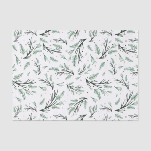 Green Pine Branch Pattern Tissue Paper Tissuepapier (Voorkant)