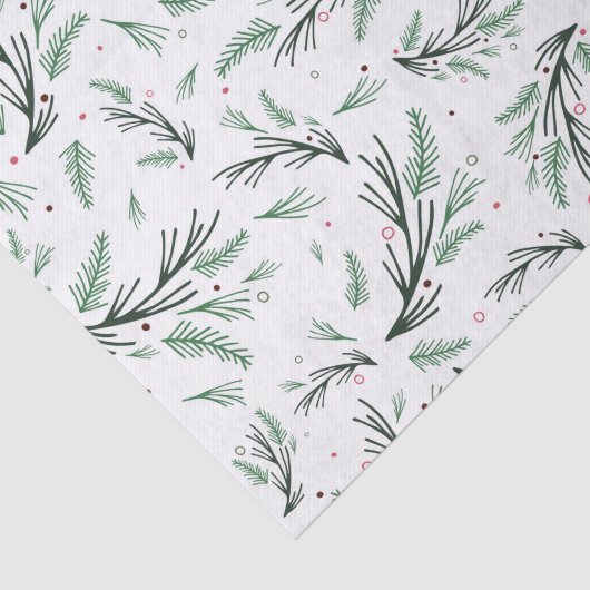 Green Pine Branch Pattern Tissue Paper Tissuepapier (Detail)