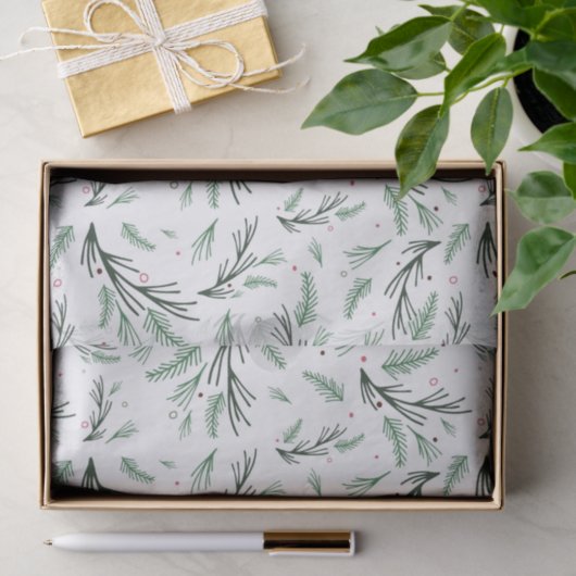 Green Pine Branch Pattern Tissue Paper Tissuepapier (Geschenk)