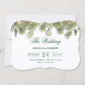 Green pine branch wedding kaart (Voorkant)