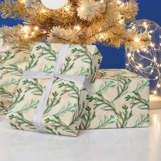 Green Pine Branches kerst Cadeaupapier (Feestdagen)