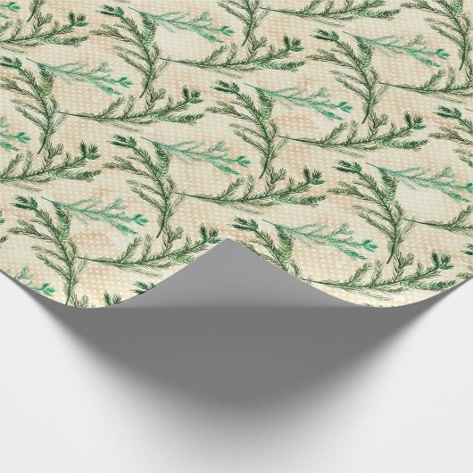Green Pine Branches kerst Cadeaupapier (Hoek)