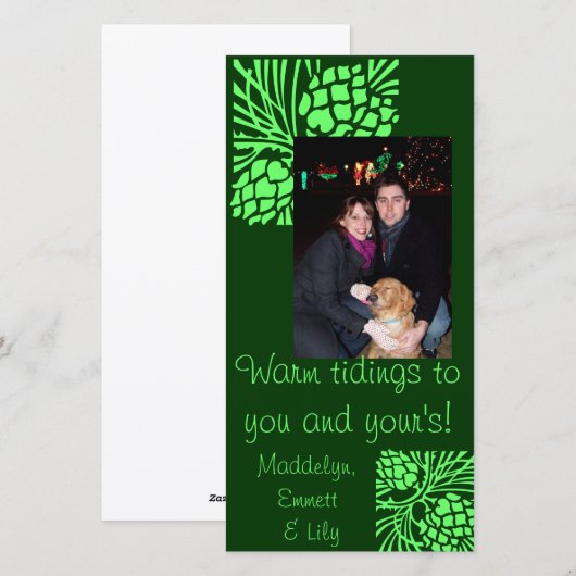 Green Pine Cone Holiday-fotokaart Feestdagenkaart (Voorkant / Achterkant)