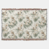 Green Pine Cones Bunny Rabbits Christmas Deken (Voorkant)