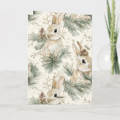 Green Pine Cones Bunny Rabbits Christmas Kaart (Achterkant)