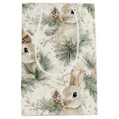 Green Pine Cones Bunny Rabbits Christmas Medium Cadeauzakje (Voorkant)
